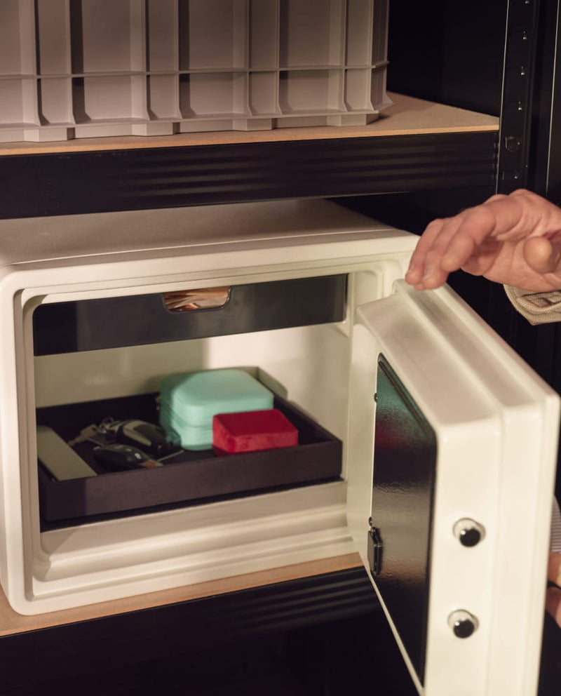 Open fire-safe tray
