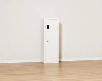 Mycube Max Classic Fire safe in Mycube White, three-quarter view with the door closed