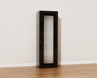 Mycube Glass in Onyx Black, three-quarter view with the glass door closed