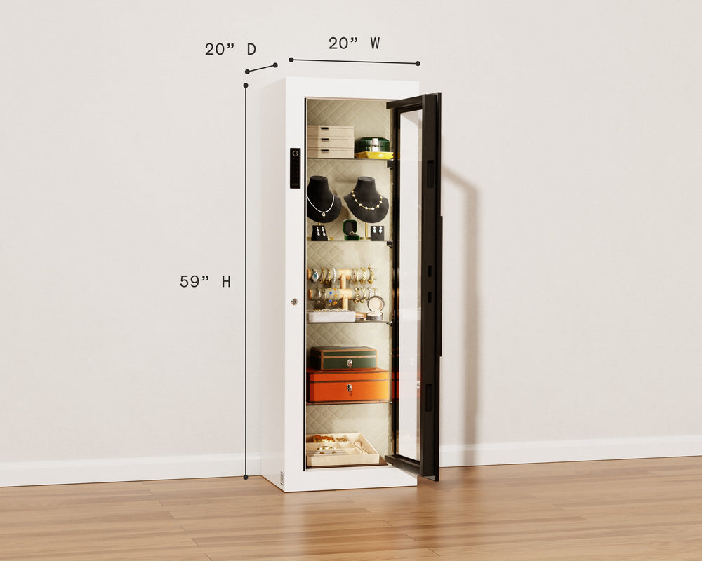 Mycube Glass dimensions: 59 inches high, 20 inches wide, 20 inches deep
