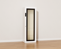 Mycube Glass in Mycube White, three-quarter view with the glass door closed