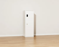 Mycube Max Grand safe in Mycube White, three-quarter view with the door closed