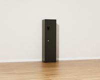 Mycube Max Classic safe in Onyx Black, three-quarter view with the door closed