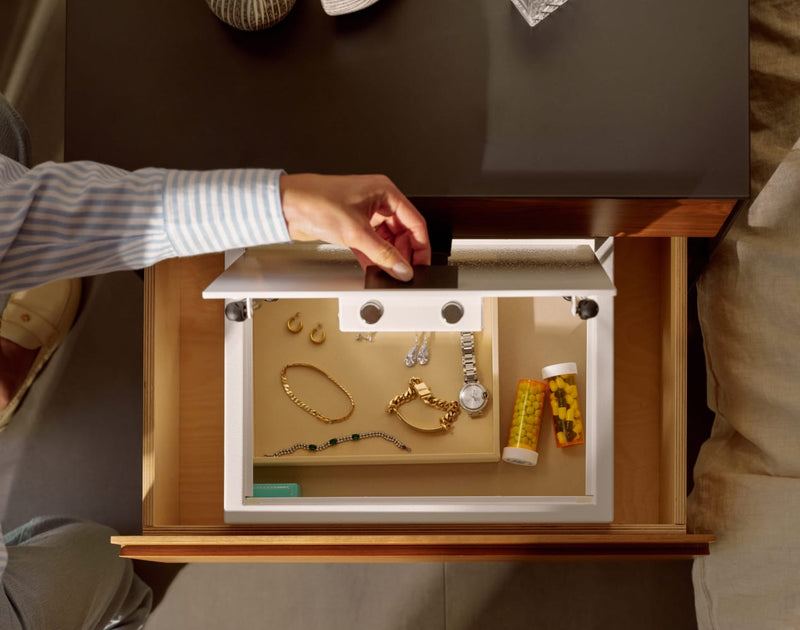 Open Tray Inside Safe in Drawer