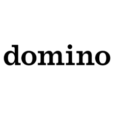The word 'domino' in lowercase black font.
